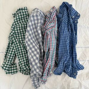 Set of 4 boys gingham button down shirts - checkered oxford shirts - size 3